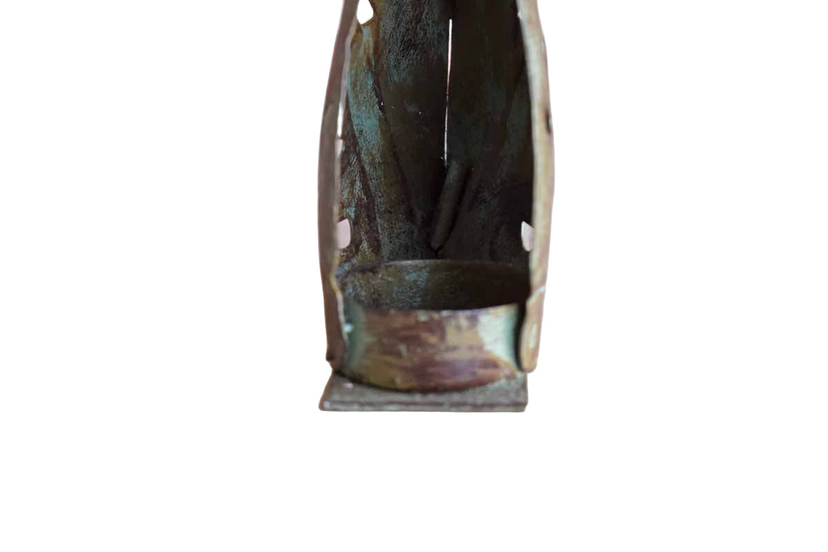 Metal Cat-Shaped Tea Light Candle Holder with Verdigris Patina Finish