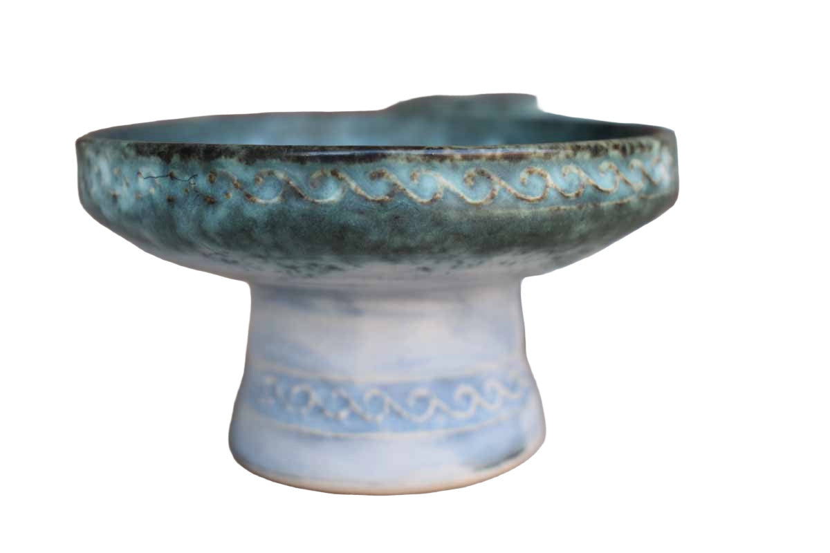 Conwy Pottery (North Wales) Candlesticks with Celtic Designs, A Pair