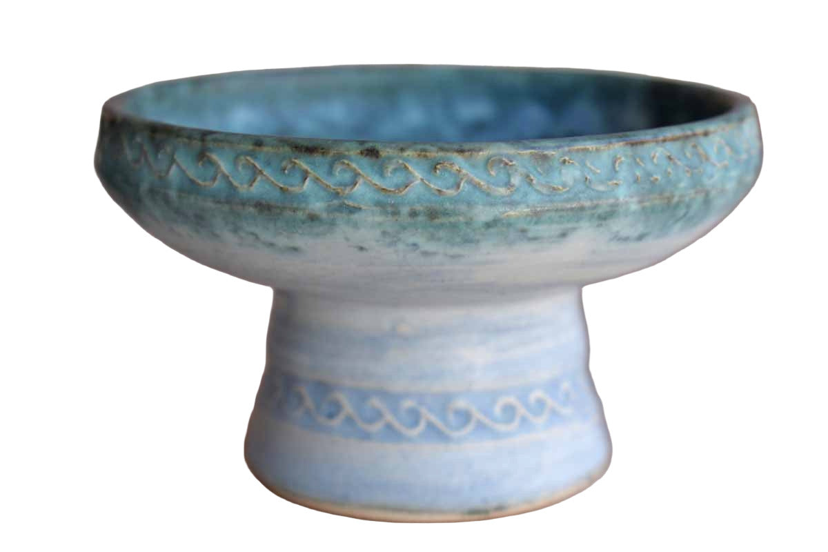 Conwy Pottery (North Wales) Candlesticks with Celtic Designs, A Pair