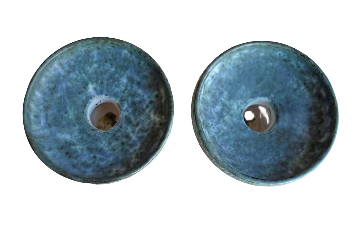 Conwy Pottery (North Wales) Candlesticks with Celtic Designs, A Pair