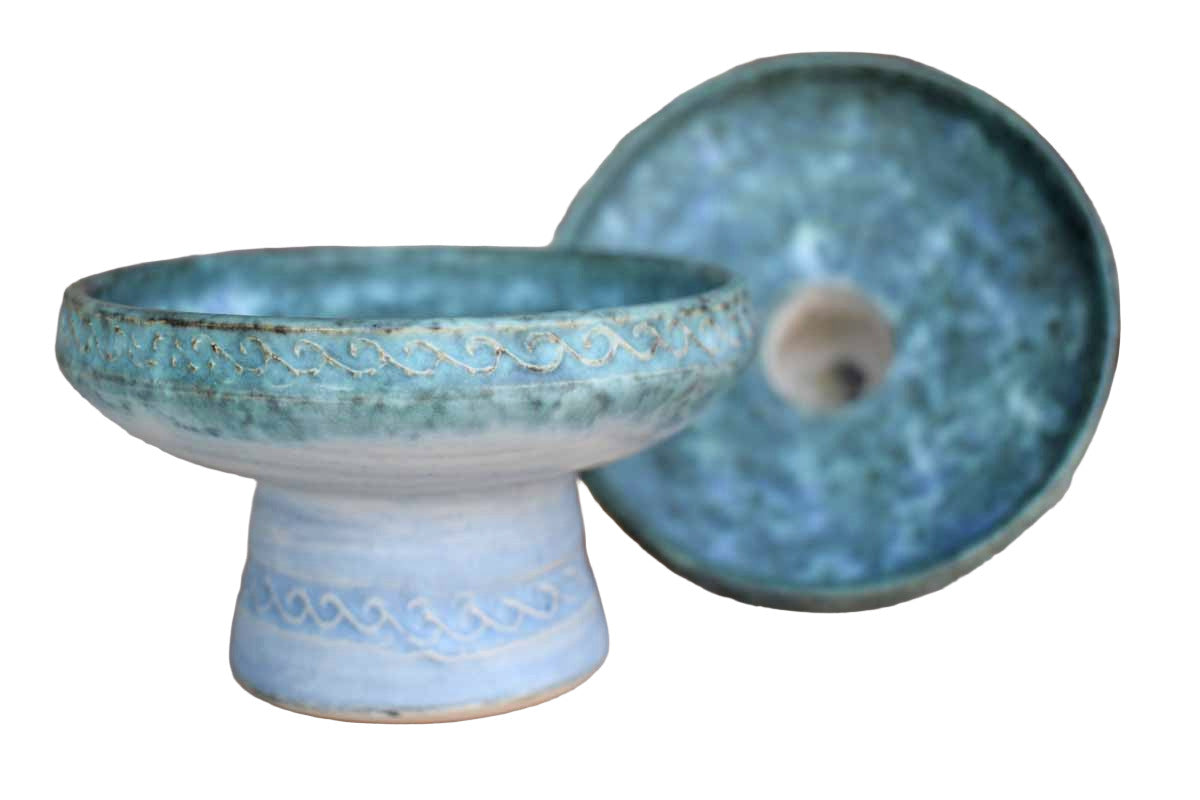 Conwy Pottery (North Wales) Candlesticks with Celtic Designs, A Pair