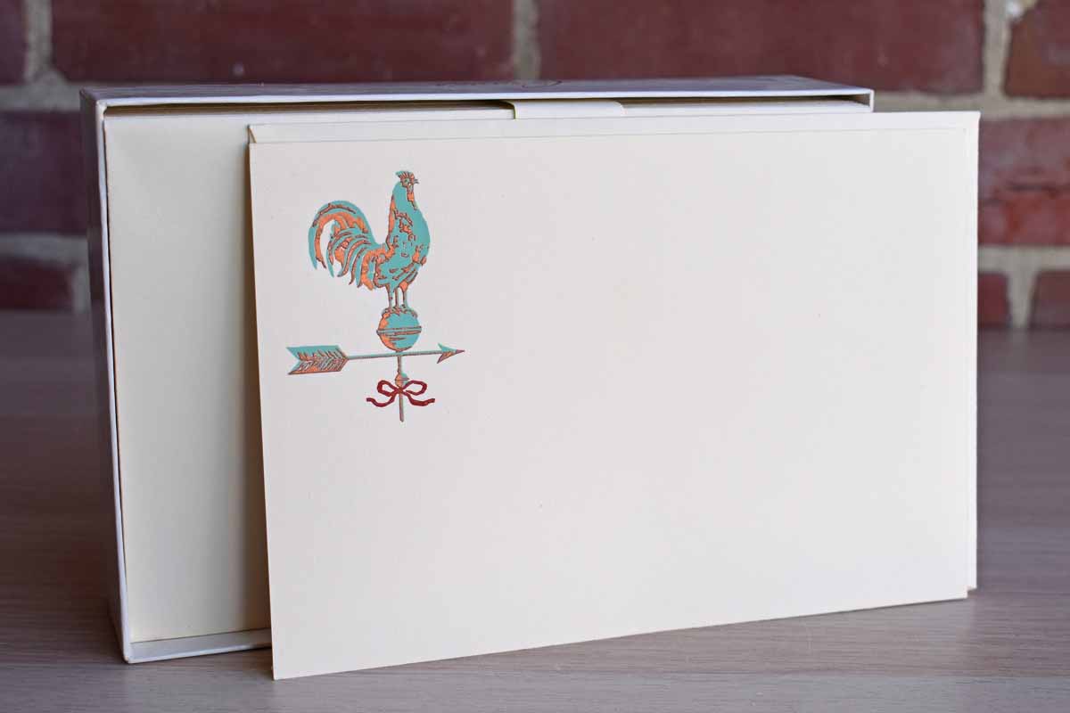 Crane & Co. (Massachusetts, USA) 20 Rooster on a Weathervane Engraved Cards and Enveloped