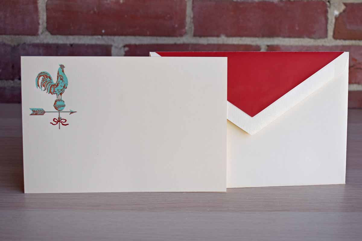 Crane & Co. (Massachusetts, USA) 20 Rooster on a Weathervane Engraved Cards and Enveloped