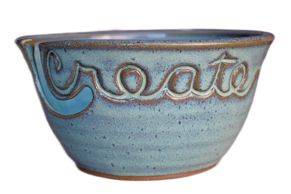 Handmade Stoneware "Create" Yarn Bowl