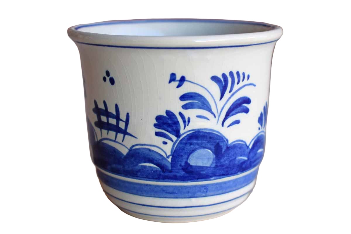 Small Porcelain Cup with Blue Flowers, Made in Holland