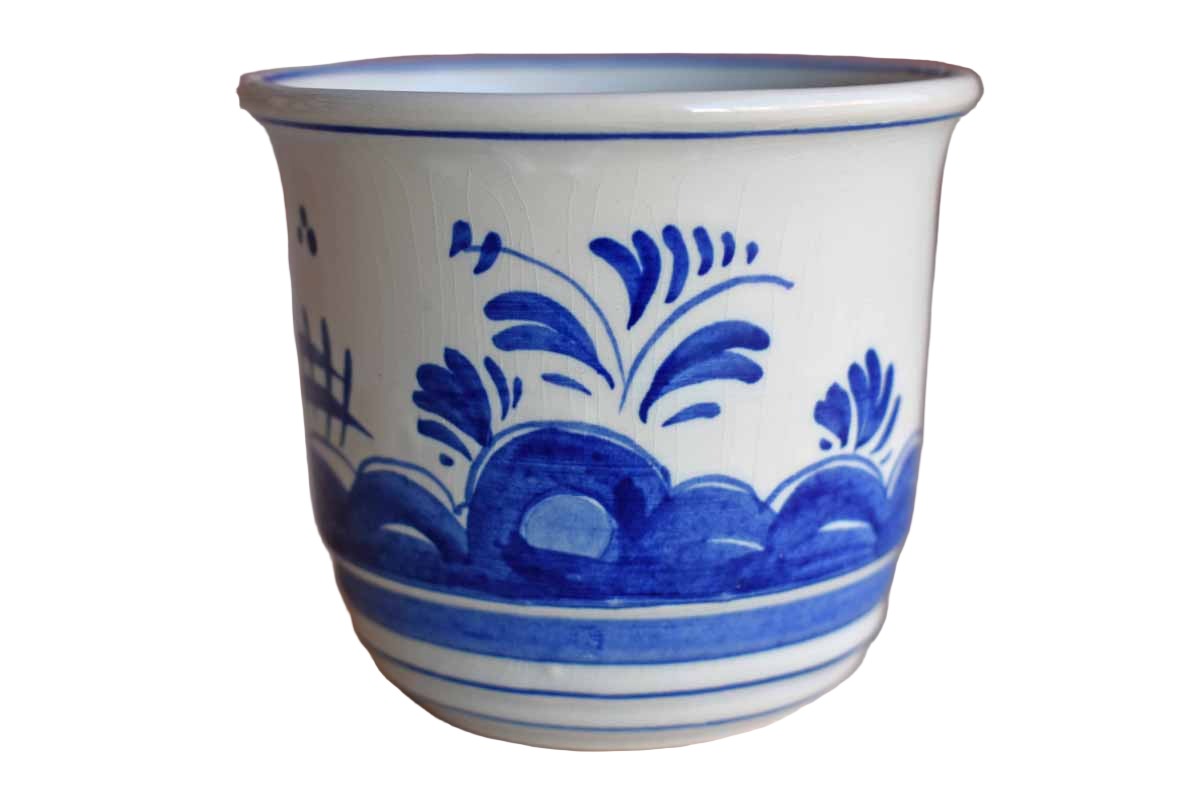 Small Porcelain Cup with Blue Flowers, Made in Holland