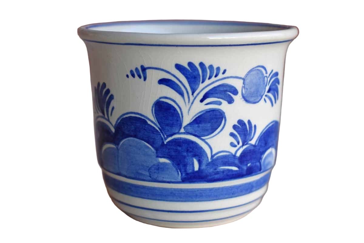 Small Porcelain Cup with Blue Flowers, Made in Holland