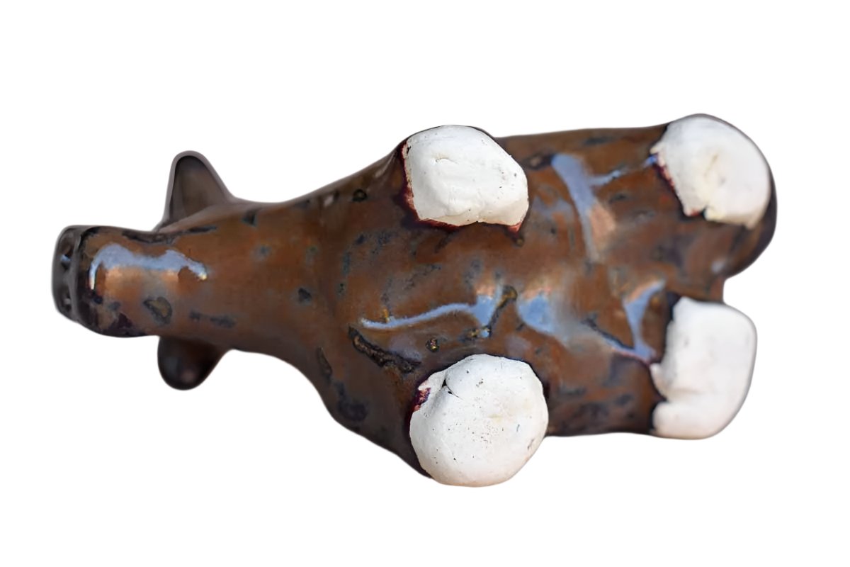 Little Ceramic Brown Cow Figurine