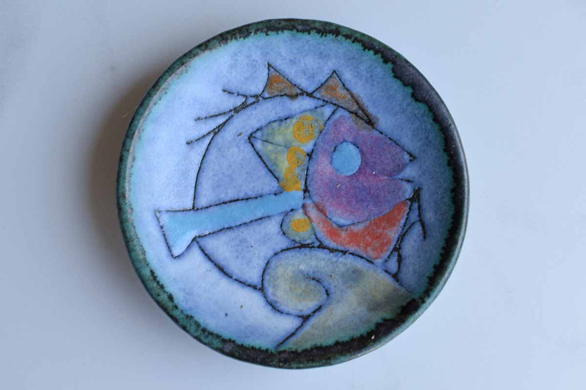 Little Ceramic Dish with Colorful Abstract Fish Design