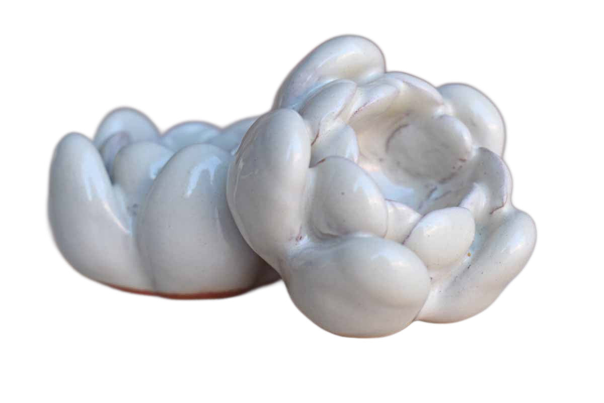 Pair of Little White Flower-Shaped Candle Holders