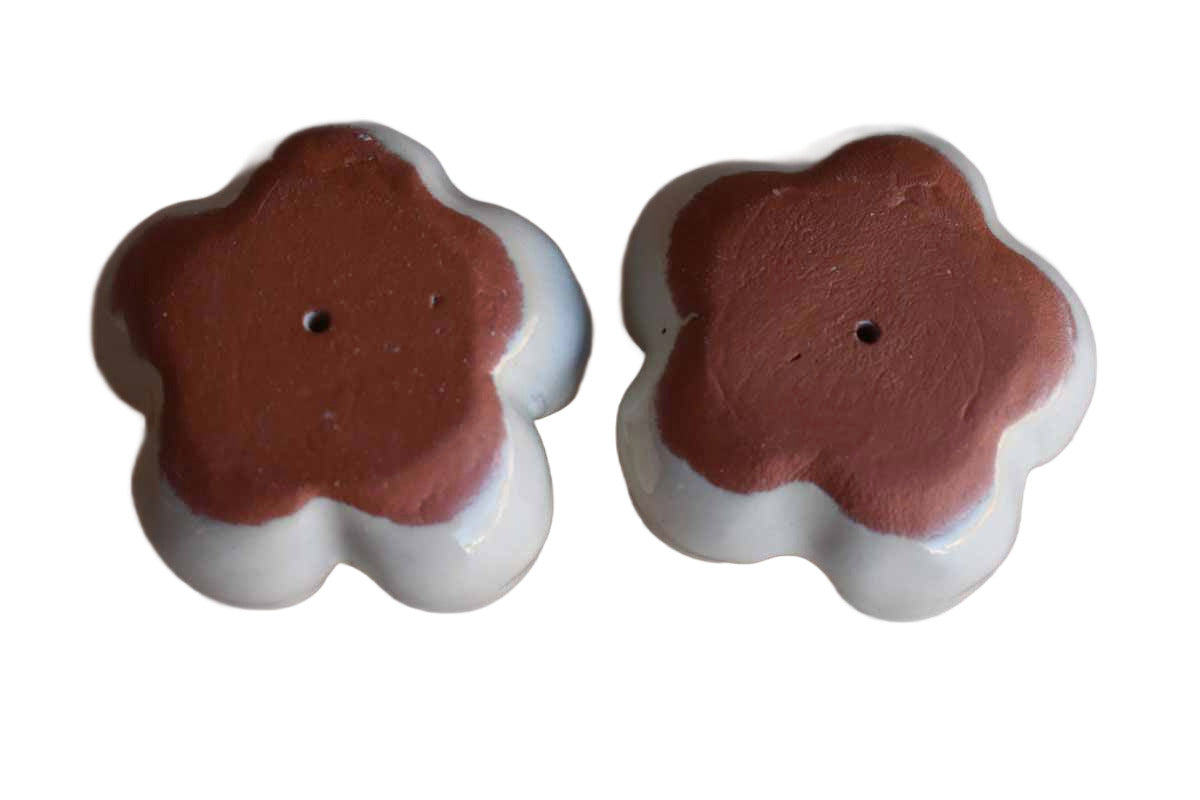 Pair of Little White Flower-Shaped Candle Holders