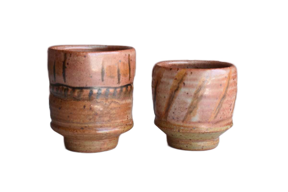 Pair of Pottery Cups of Different Sizes and Shapes