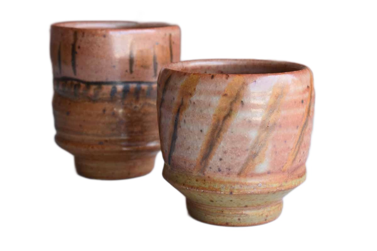 Pair of Pottery Cups of Different Sizes and Shapes