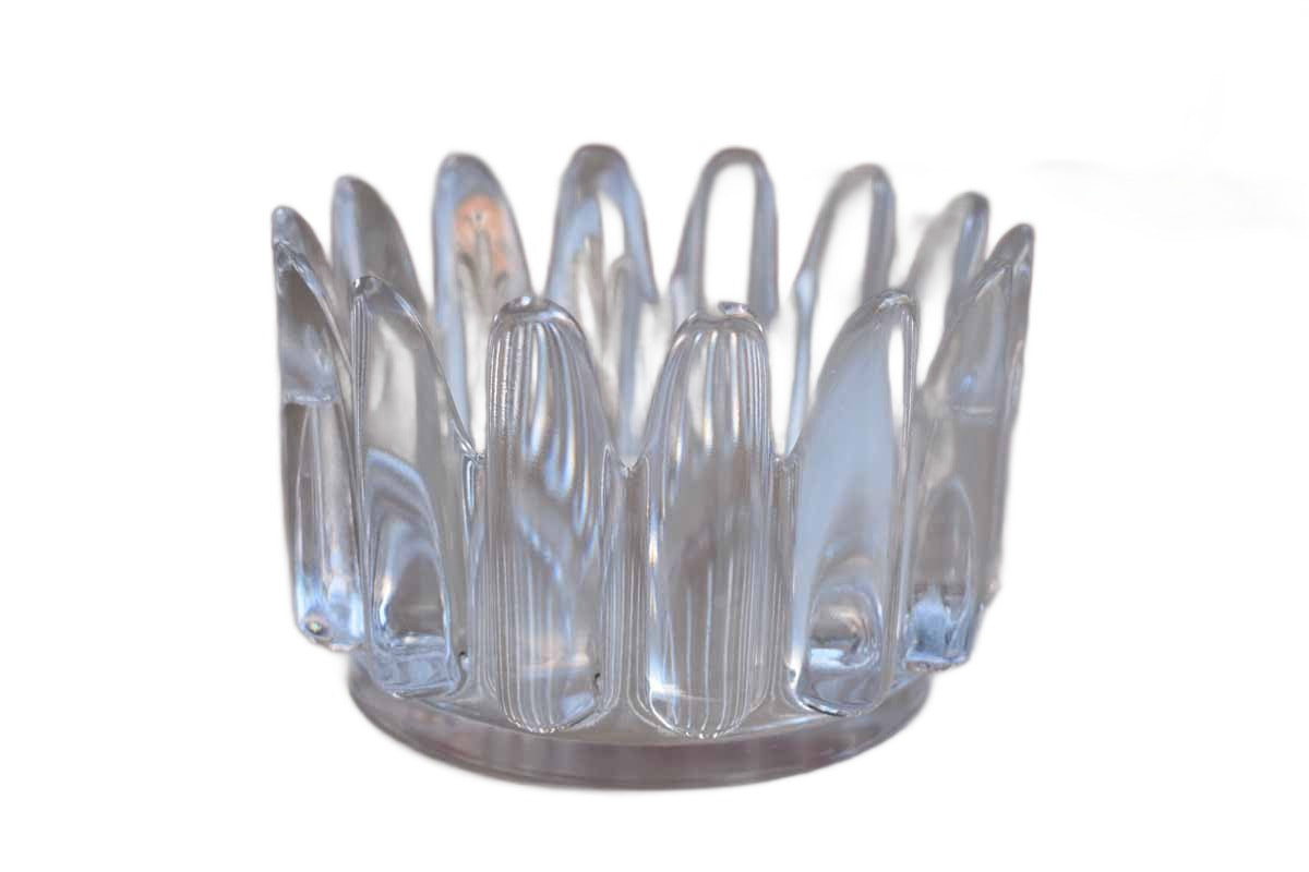 Clear Round Glass Bowl with Spiked Rim