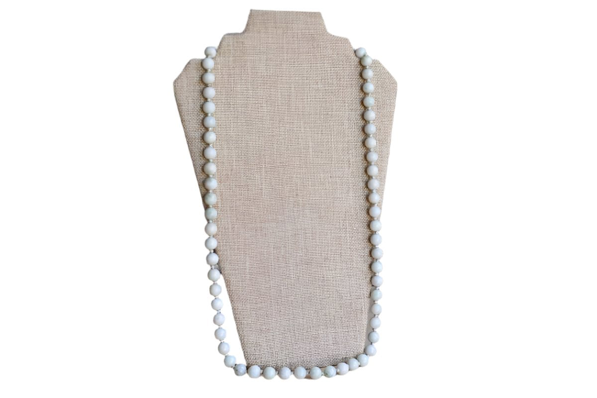 Polished Light Green Stone Bead Necklace