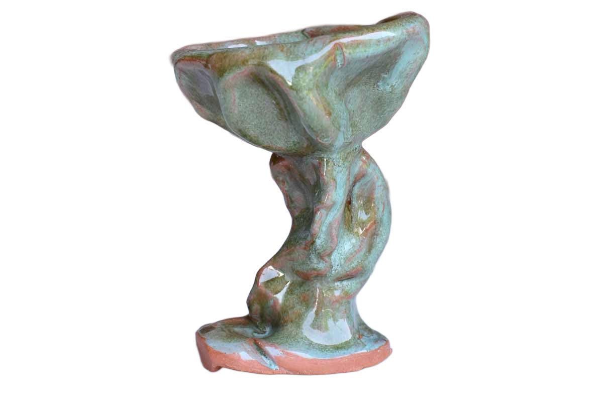 Handmade Green Flower-Like Pedestal Dish