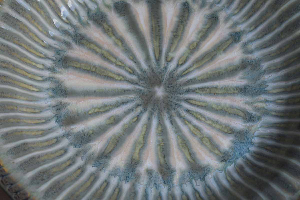 The Good Earth Pottery Large Handmade Stoneware Platter with Teal and Amber Glazes (Pickup Only)