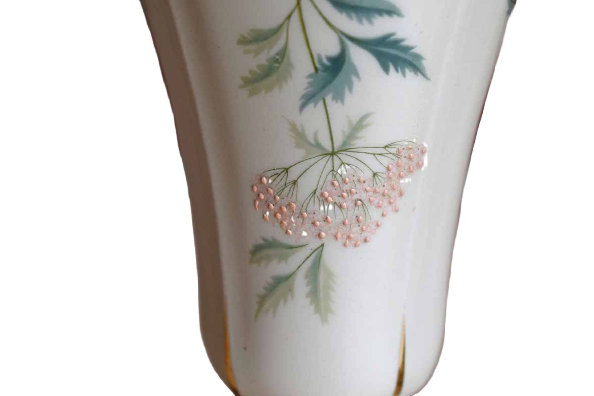 Porcelain Lamp Bases with Pink Flowers and Green Stems (Not Wired)