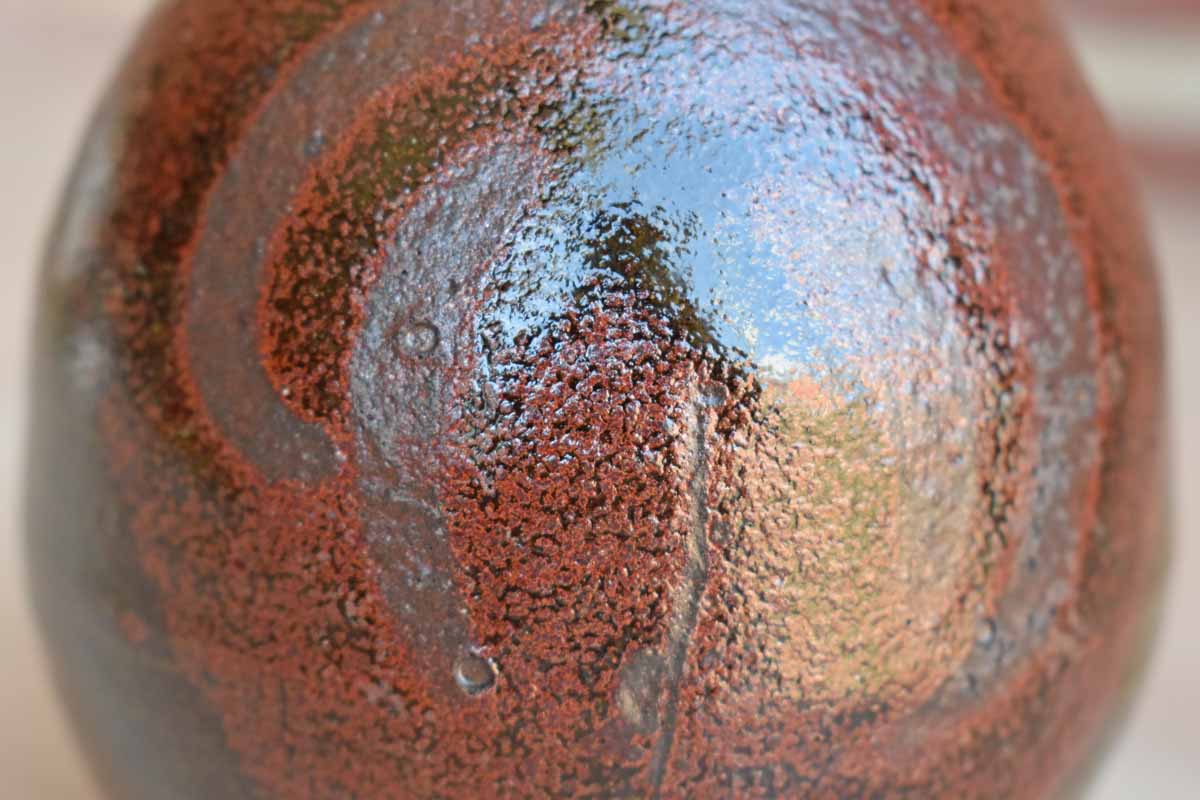 Little Stoneware Lamp Base with Earthy Maroon Glazes