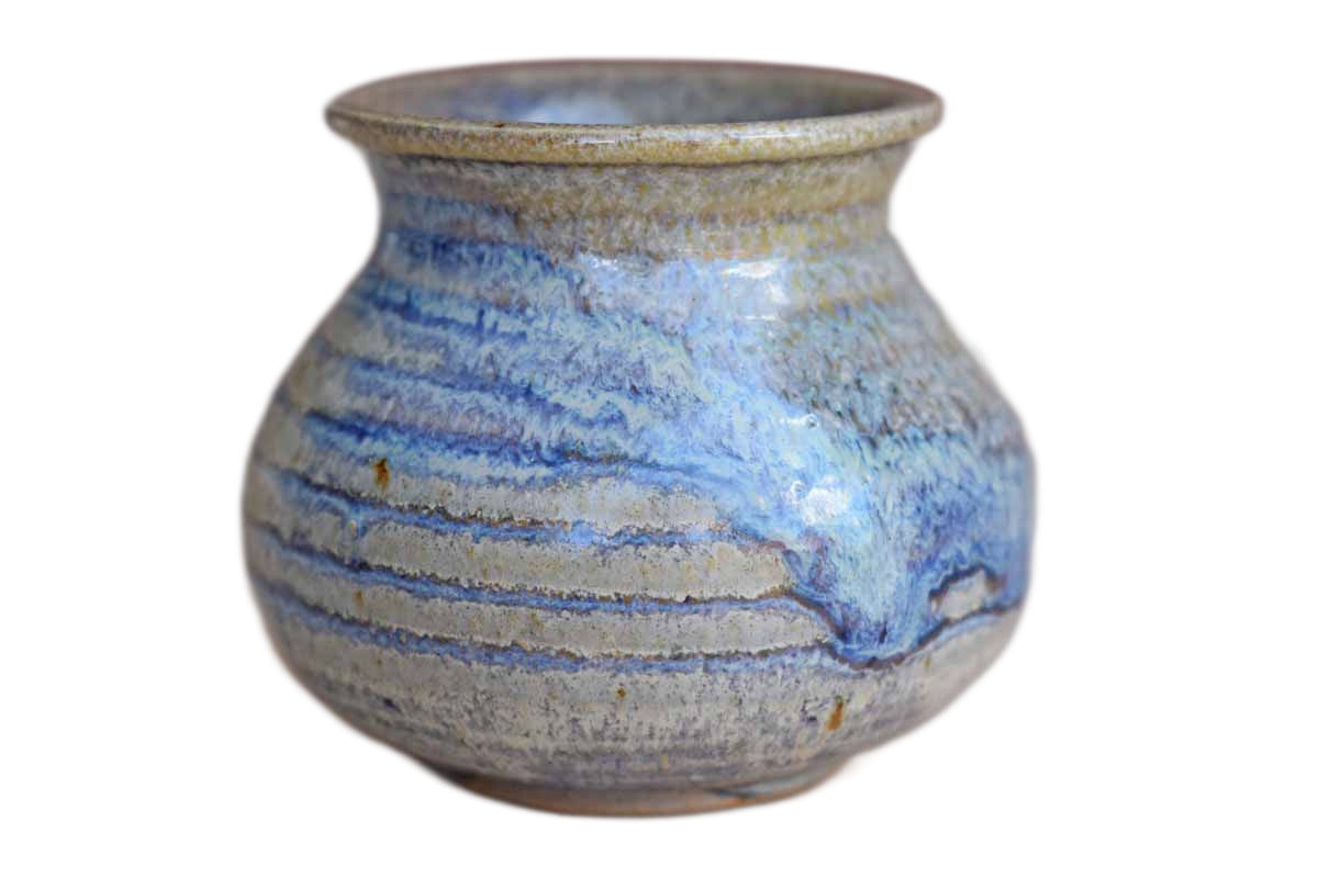 Small Handmade Planter with Purple Lava Glazes