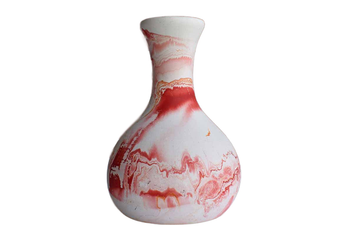 Nemadji Pottery (Minnesota, USA) Red Swirl Gourd-Shaped Vase