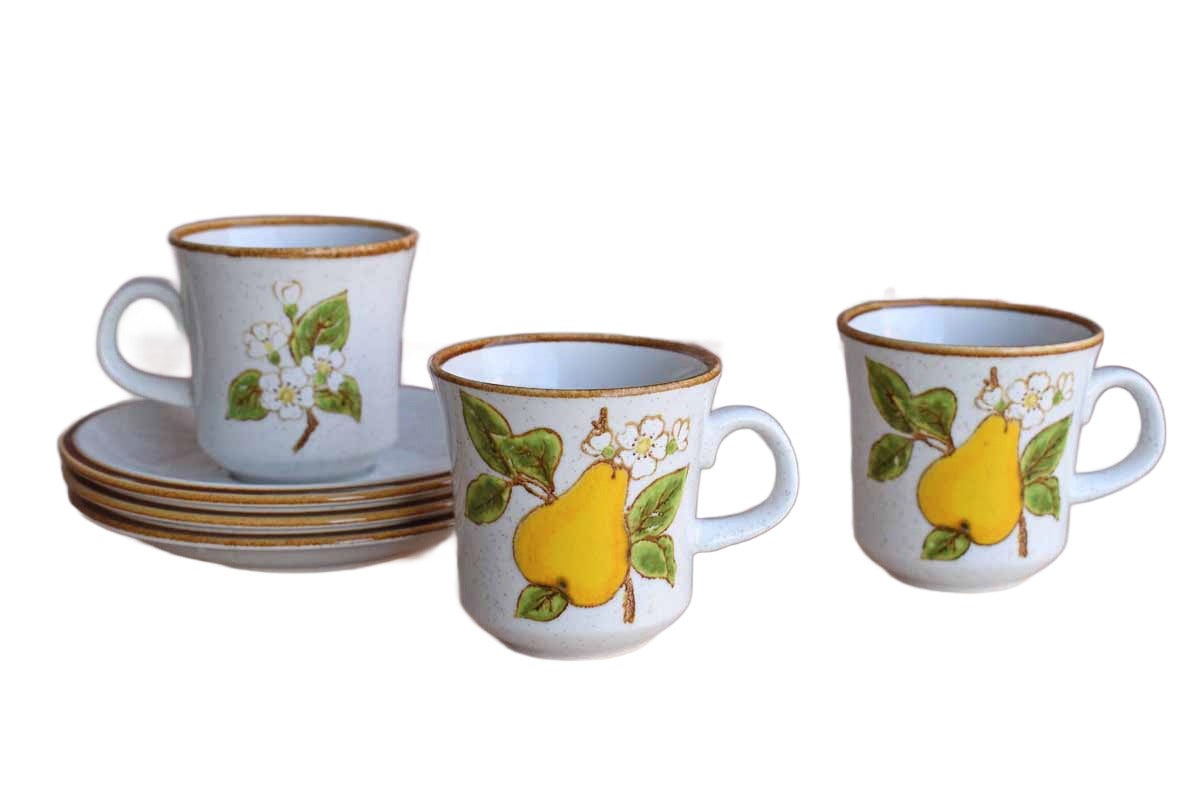 Mikasa (Japan) Natural Beauty Bountiful Cups and Saucers, Set of 3