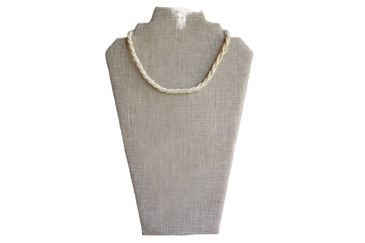 Monet (New York, USA) Braided Triple Strand Pearl Choker Necklace