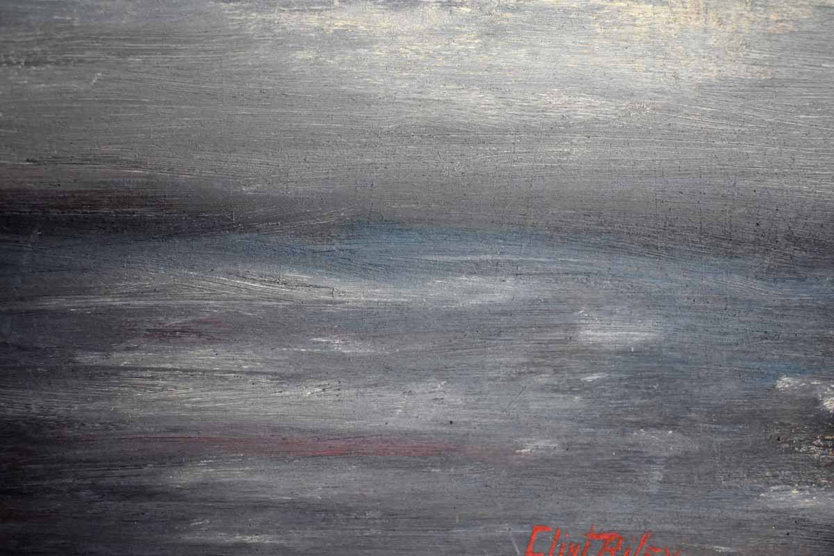 Original Signed Painting of a Dark and Moody Ocean