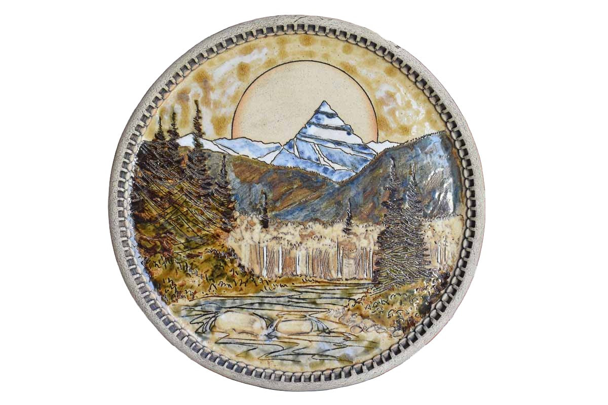 Handmade Ceramic Plate Depicting Mt. Sir Donald by Trudy Golley