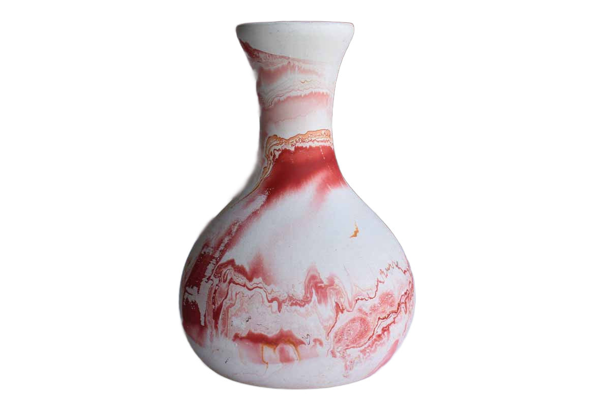 Nemadji Pottery (Minnesota, USA) Red Swirl Gourd-Shaped Vase