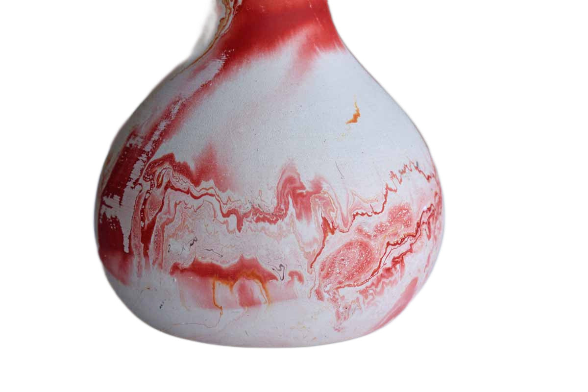 Nemadji Pottery (Minnesota, USA) Red Swirl Gourd-Shaped Vase