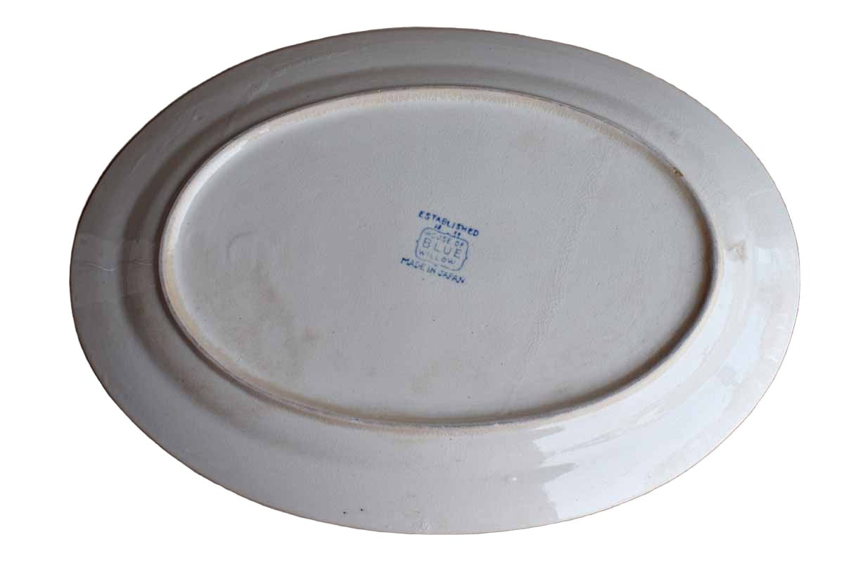 House of Blue Willow (Japan) Oval Ceramic Platter with Blue Willow Design