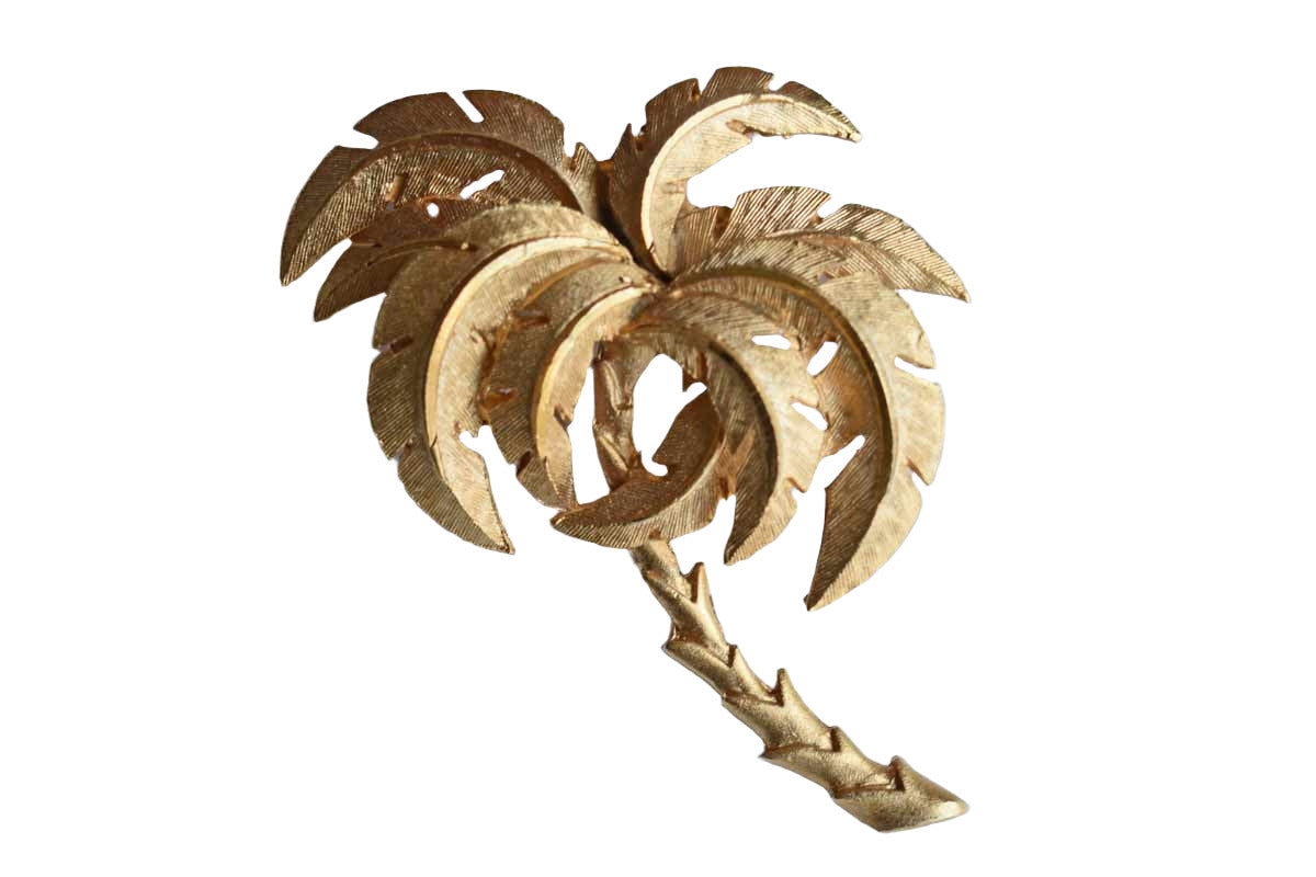 Gold Tone Palm Tree Brooch