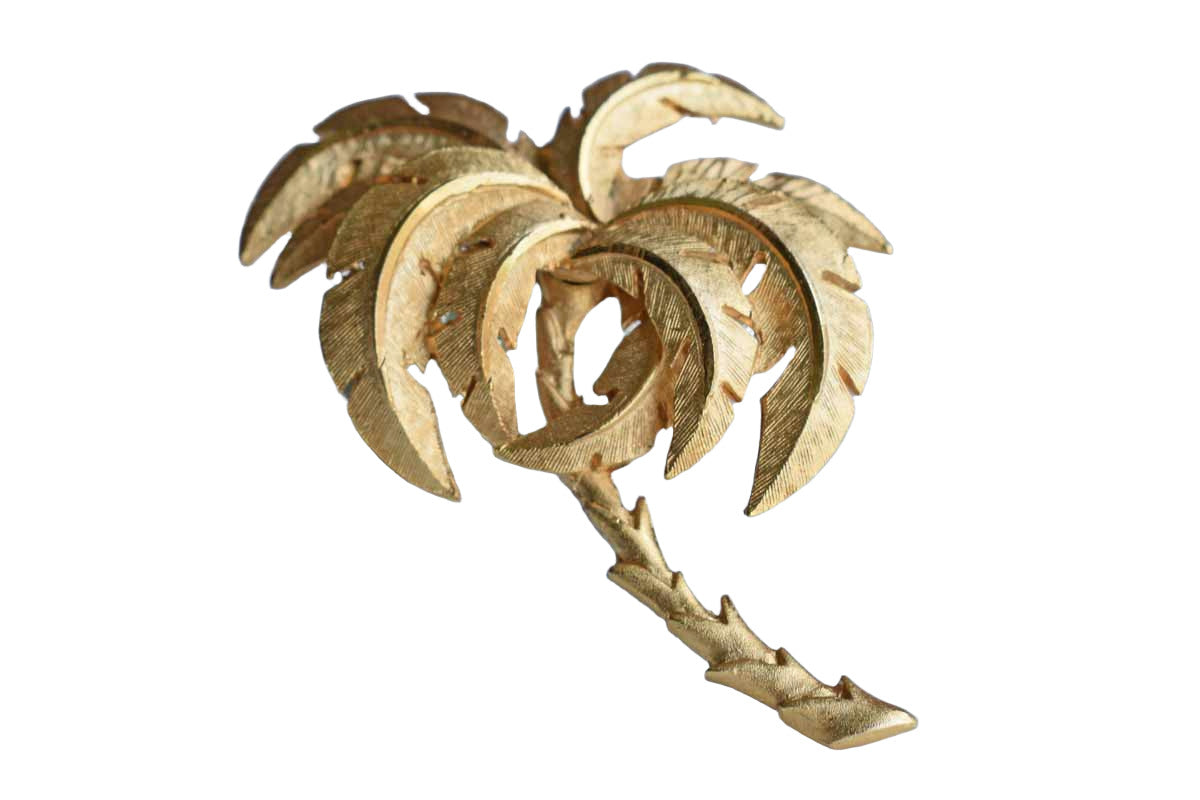 Gold Tone Palm Tree Brooch