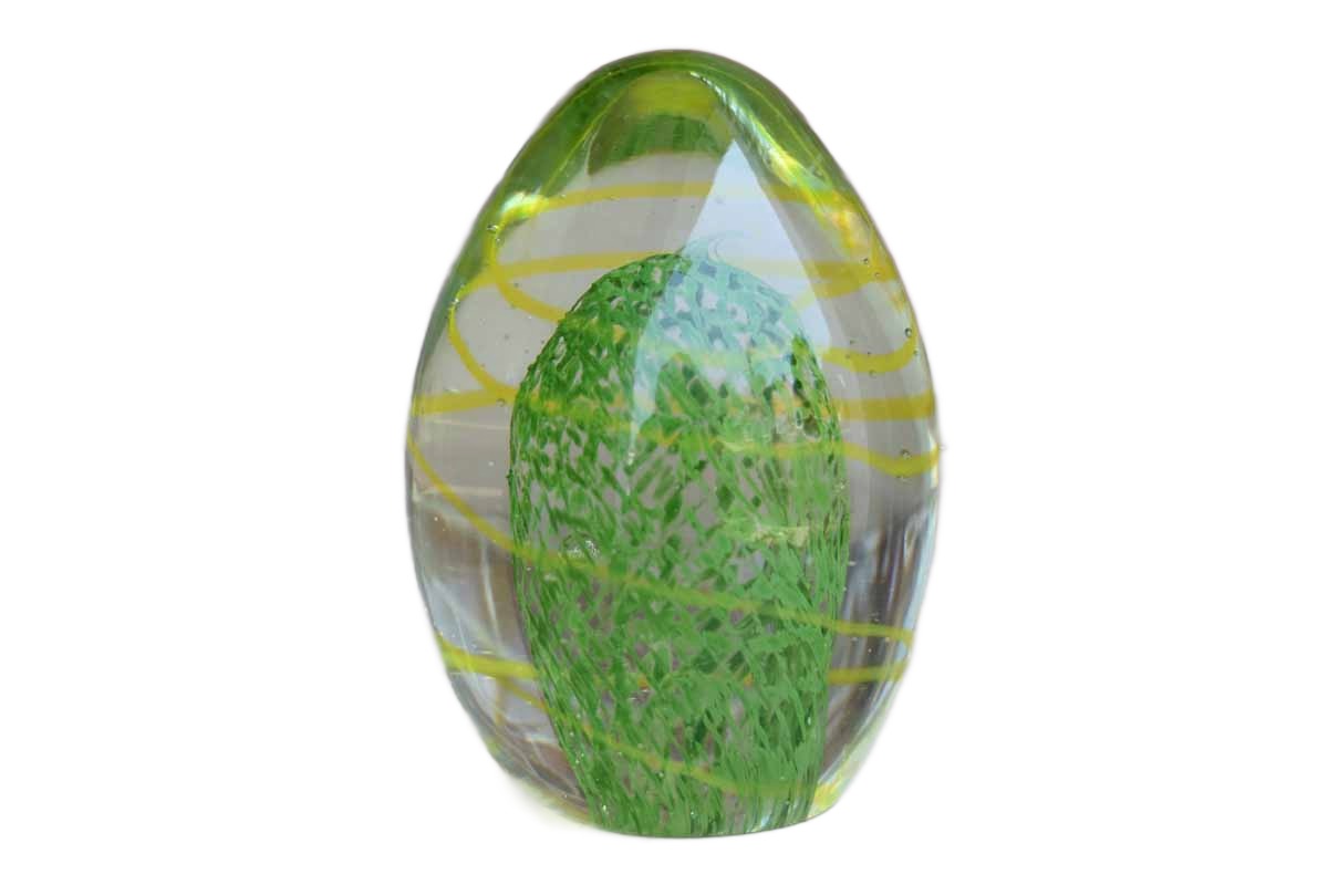 Little Green and Yellow Art Glass Paperweight