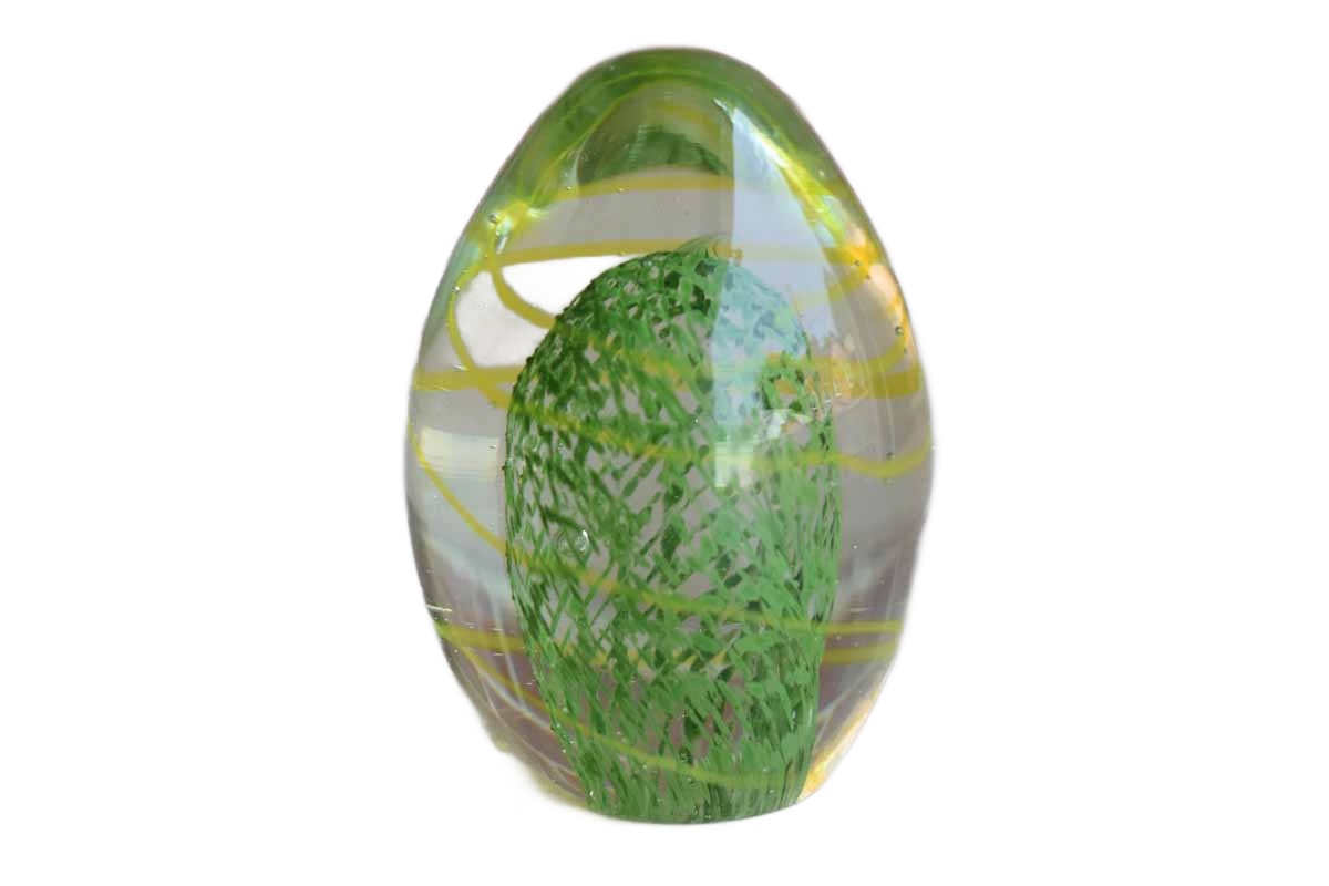 Little Green and Yellow Art Glass Paperweight