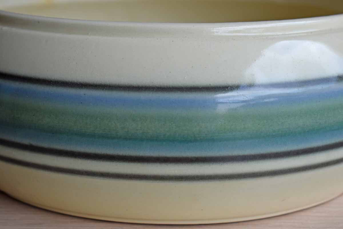 Cookson Pottery (Ohio, USA) Large Round Striped Ceramic Planter