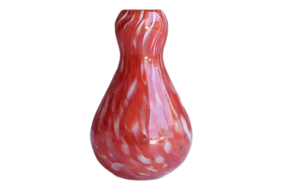 Little Red Art Glass Vase with Gourd Shape