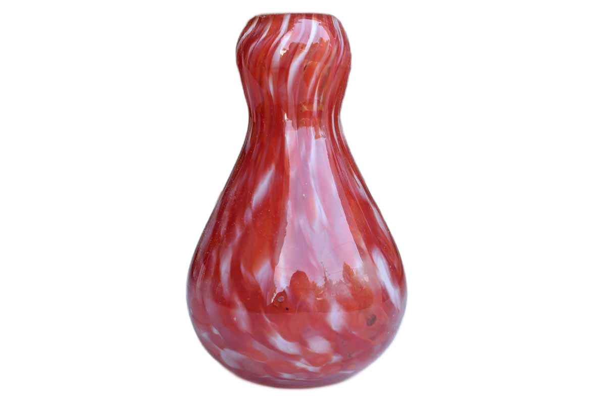 Little Red Art Glass Vase with Gourd Shape