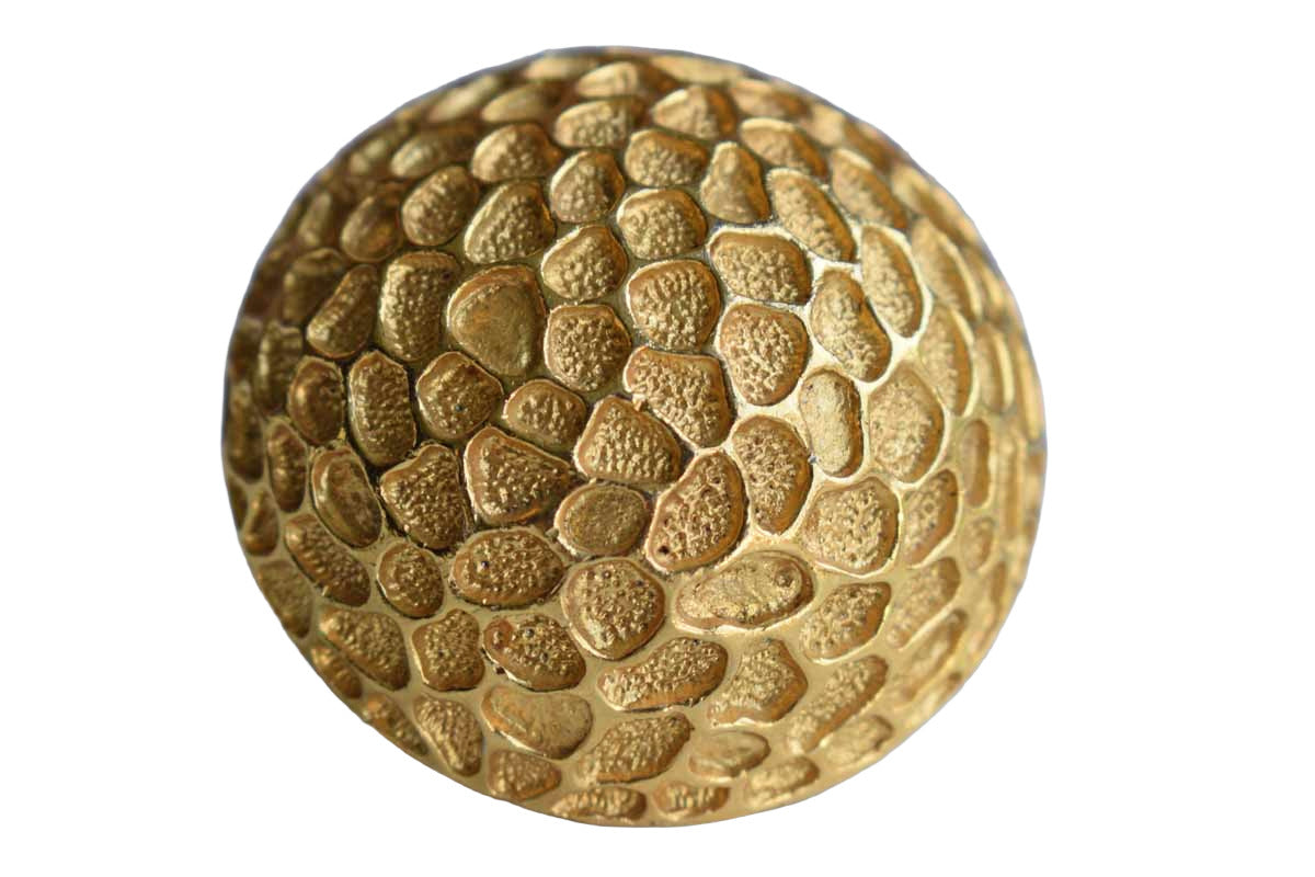 Dome-Shaped Gold Tone Brooch with Impressed Areas