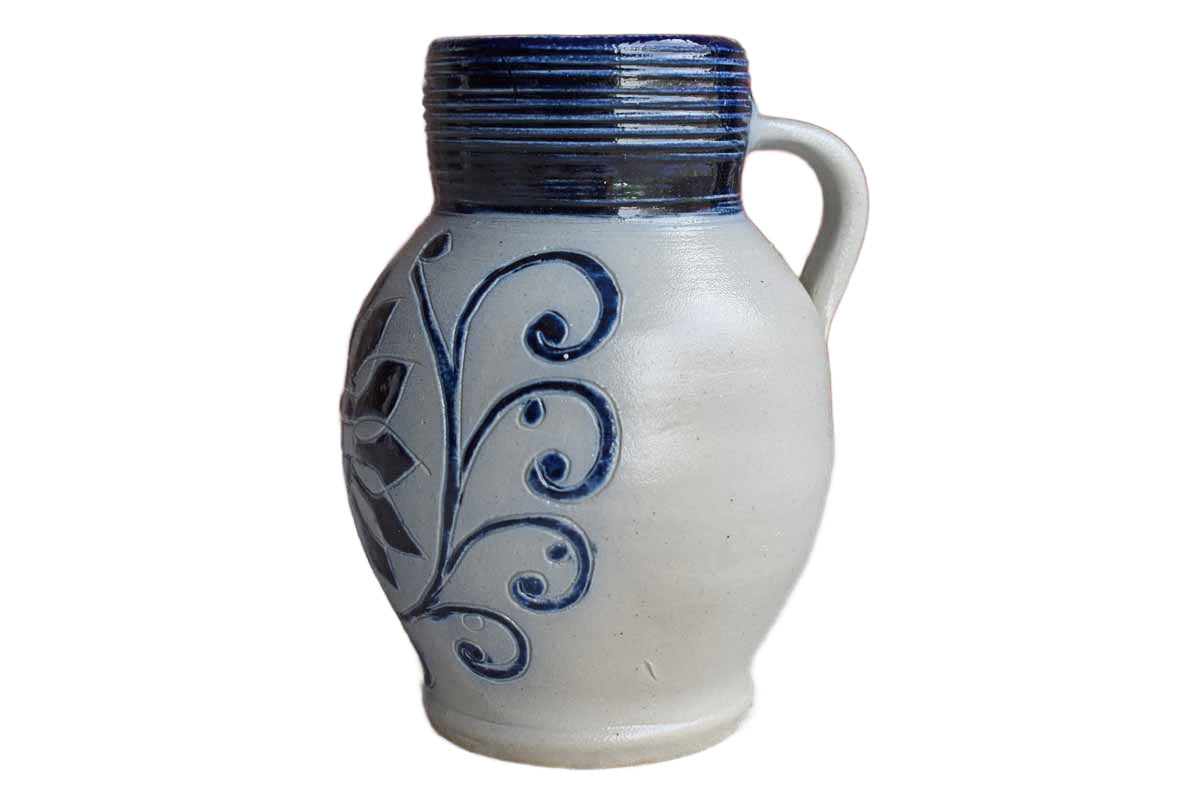 Williamsburg Pottery (Virginia, USA) Salt Glazed Vase with Sunflower Decoration