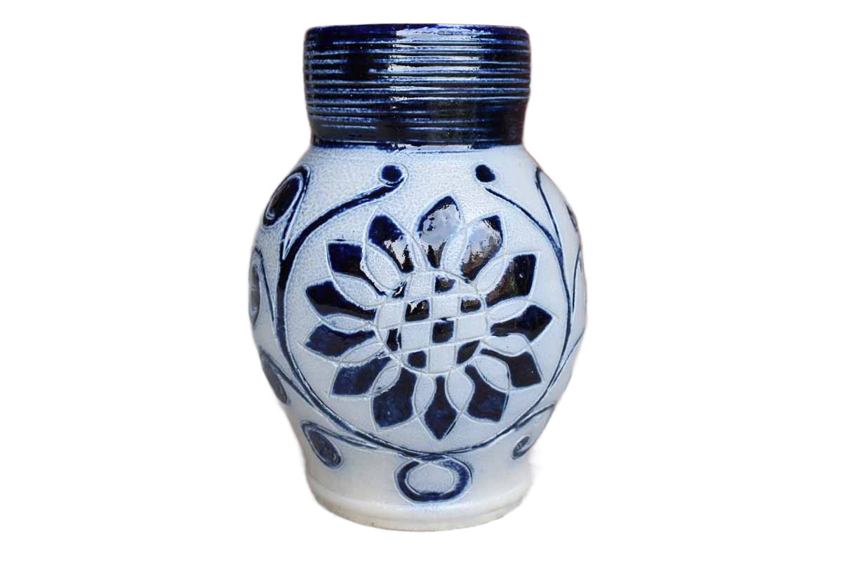 Williamsburg Pottery (Virginia, USA) Salt Glazed Vase with Sunflower Decoration