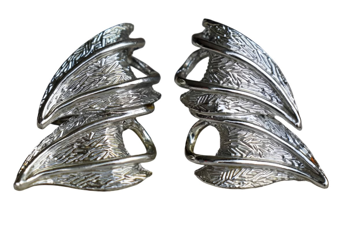Silver Tone Non-Pierced Wing-Like Earrings