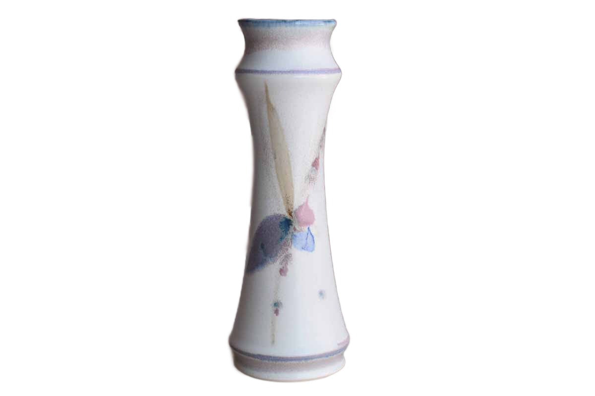 Slender Handmade Vase with Abstract Flower Decorations