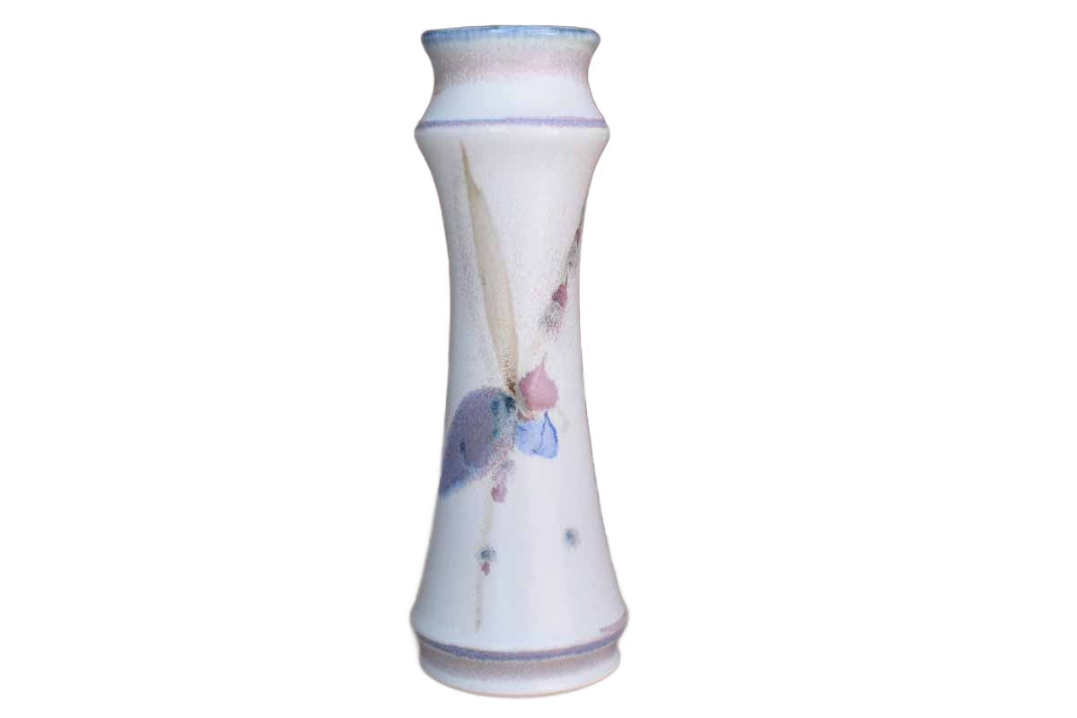Slender Handmade Vase with Abstract Flower Decorations