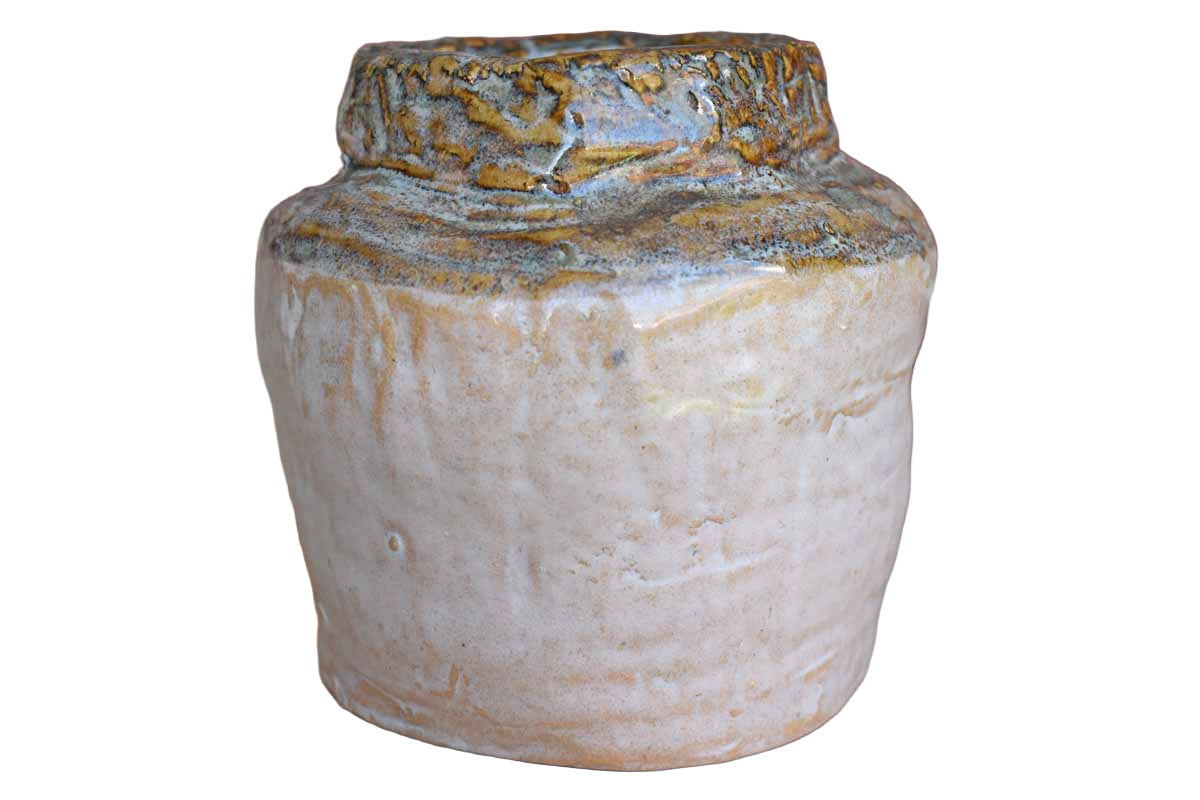Slouchy and Primitive Handmade Stoneware Vase Made in 1984