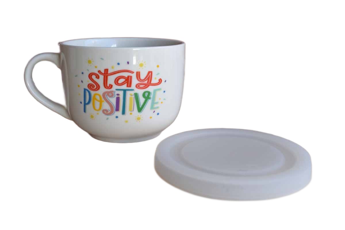 Pfaltzgraff (Pennsylvania, USA) Stay Positive Sentiment Covered Mug