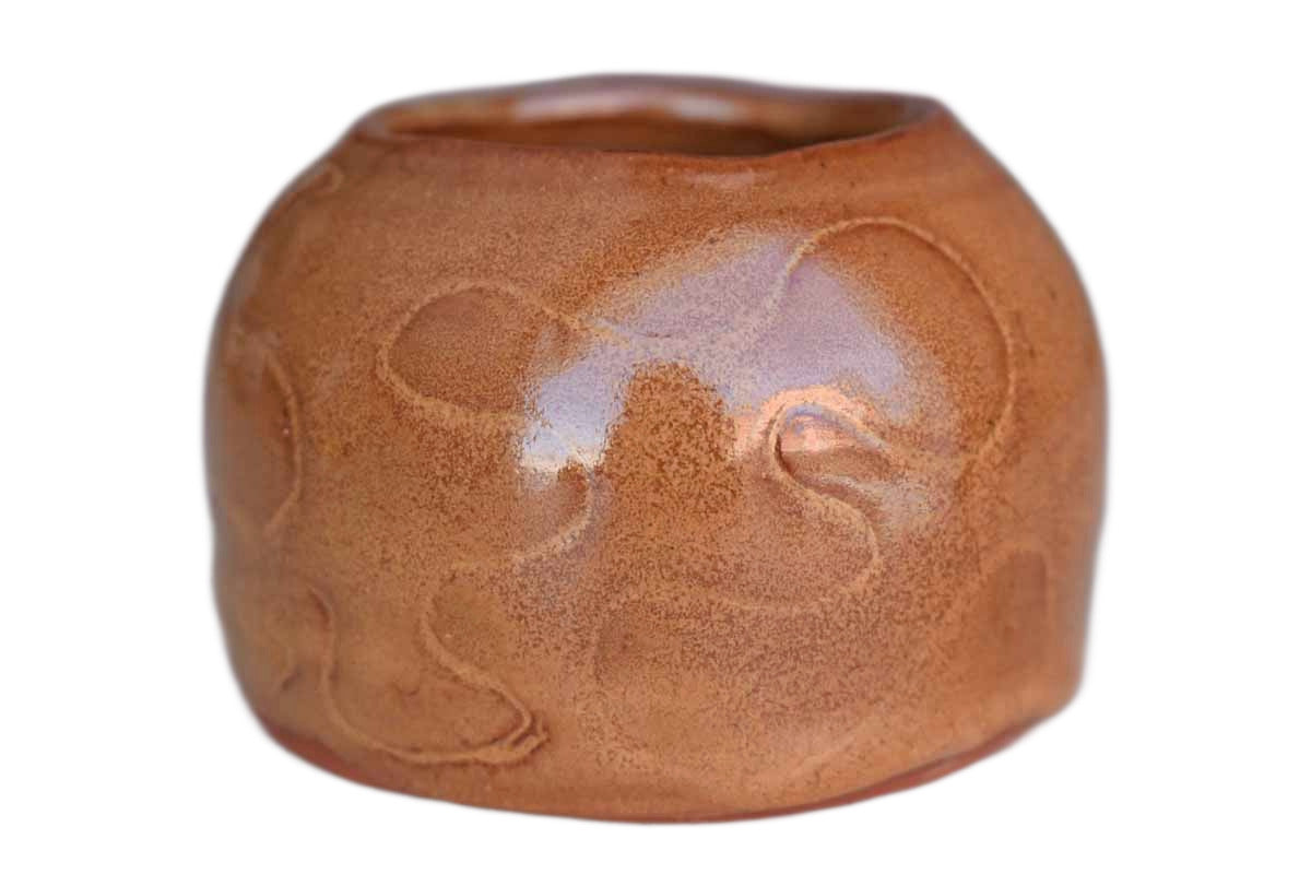 Simple Little Redware Bowl with Curvy Design
