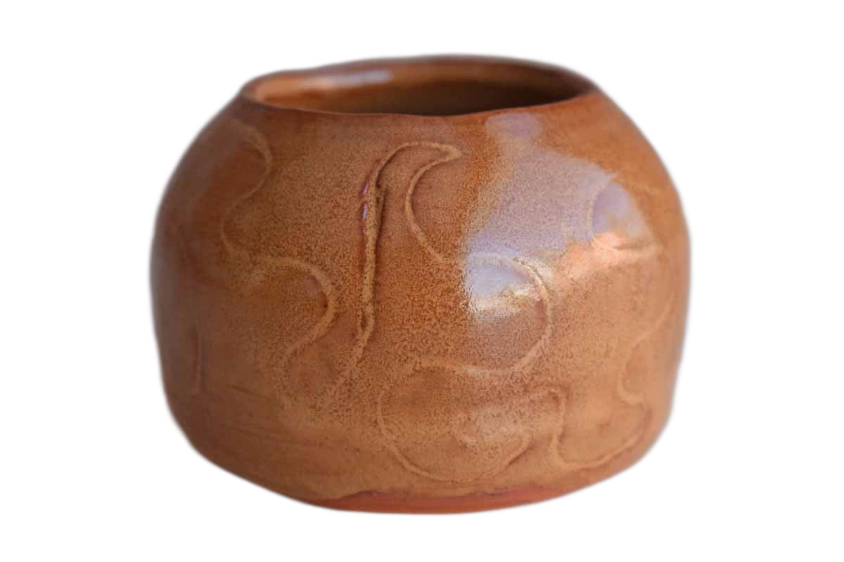 Simple Little Redware Bowl with Curvy Design