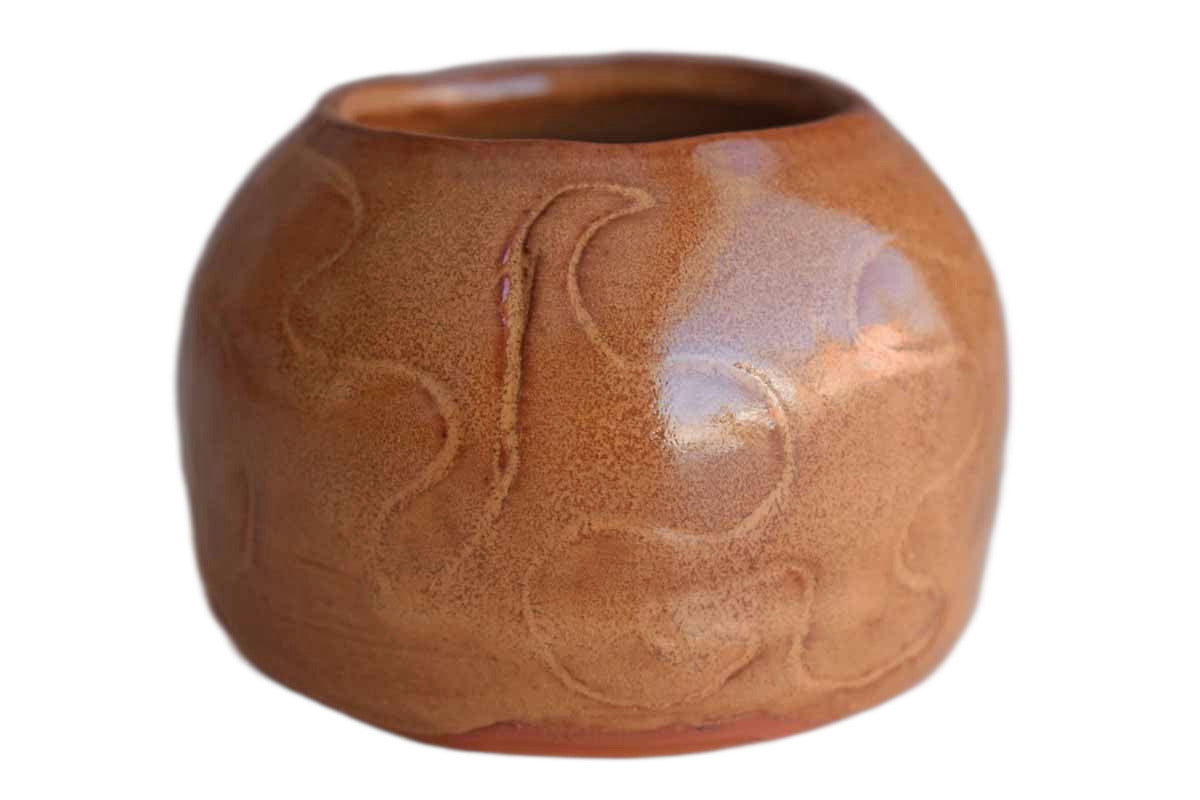 Simple Little Redware Bowl with Curvy Design
